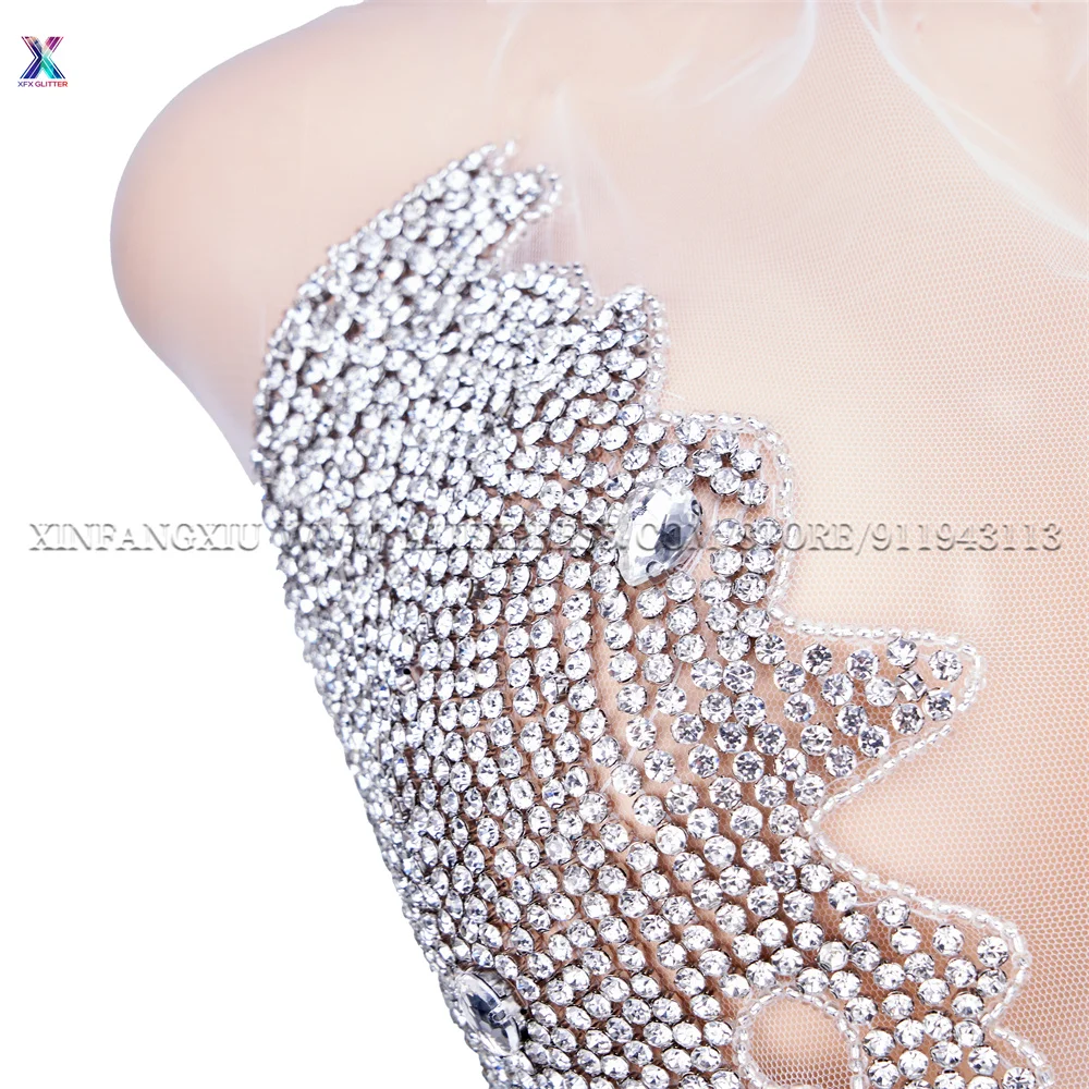 XFX VENUS Sew on Sequin Crystal Rhinestones Beaded Clothes Appliques Patches for Sewing Clothes Wedding Bridal Dress Decorative