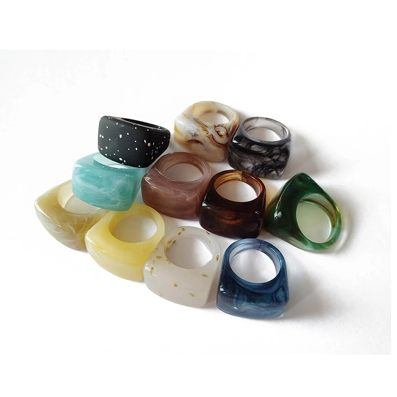 

Acrylic Resin Ring Glue Block Multi-color Mixed Color Ring Personalized Men and Women Style