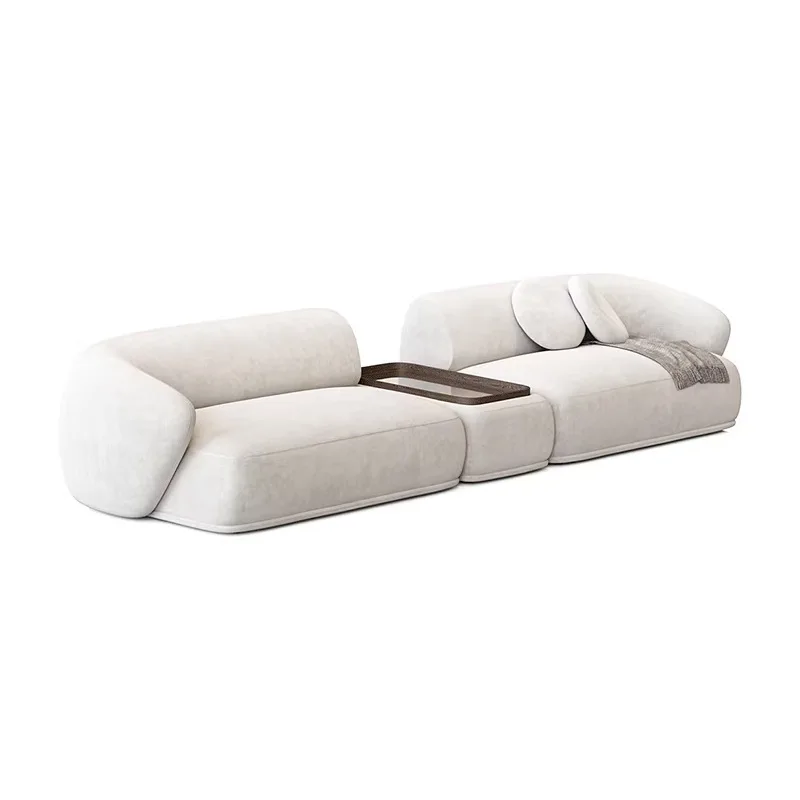 

Cream wind curved sofa large flat floor living room hotel corner combination designer furniture