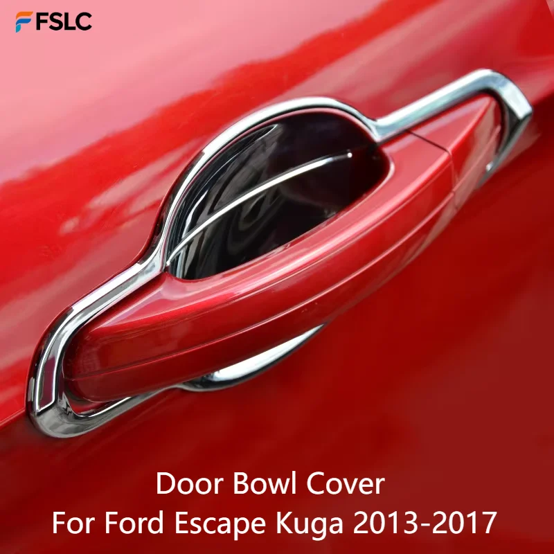 

⭐Genuine⭐ 8Pcs Anti-Scratch ABS Chrome Door Handle Bowl Cover For Ford Escape Kuga 2013-2017 Replacement Car Door Protector Trim