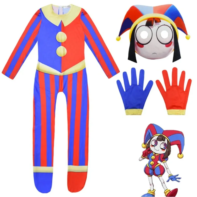 A Litter Of Bears The Amazing Digital Circus Pomni Halloween Cosplay Costume Childrens Jumpsuits Mask Gloves Kids 2025 New