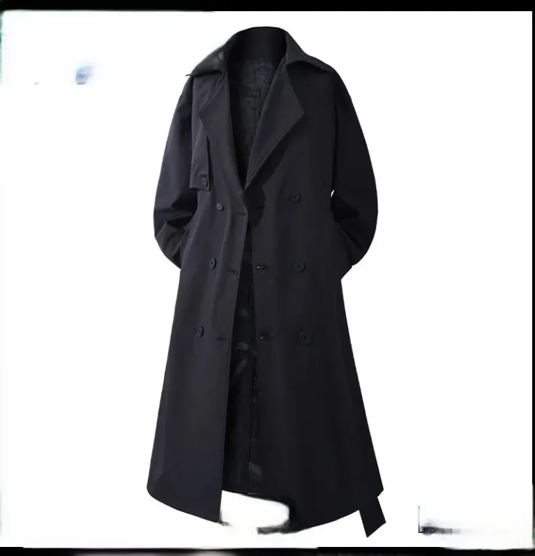 

Мужской зимний тренч с рюшами, приталенный, для ночного клуба, в винтажном стиле, из чистого материала, средней длины