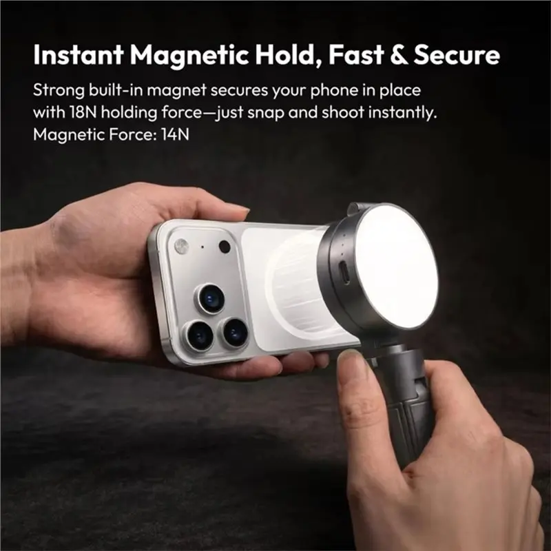 B49C MT40 2-In-1 Mini Selfie Stick With Magnetic Fill Light Tripod Handle Portable Bluetooth Functionality For Phone Mounting