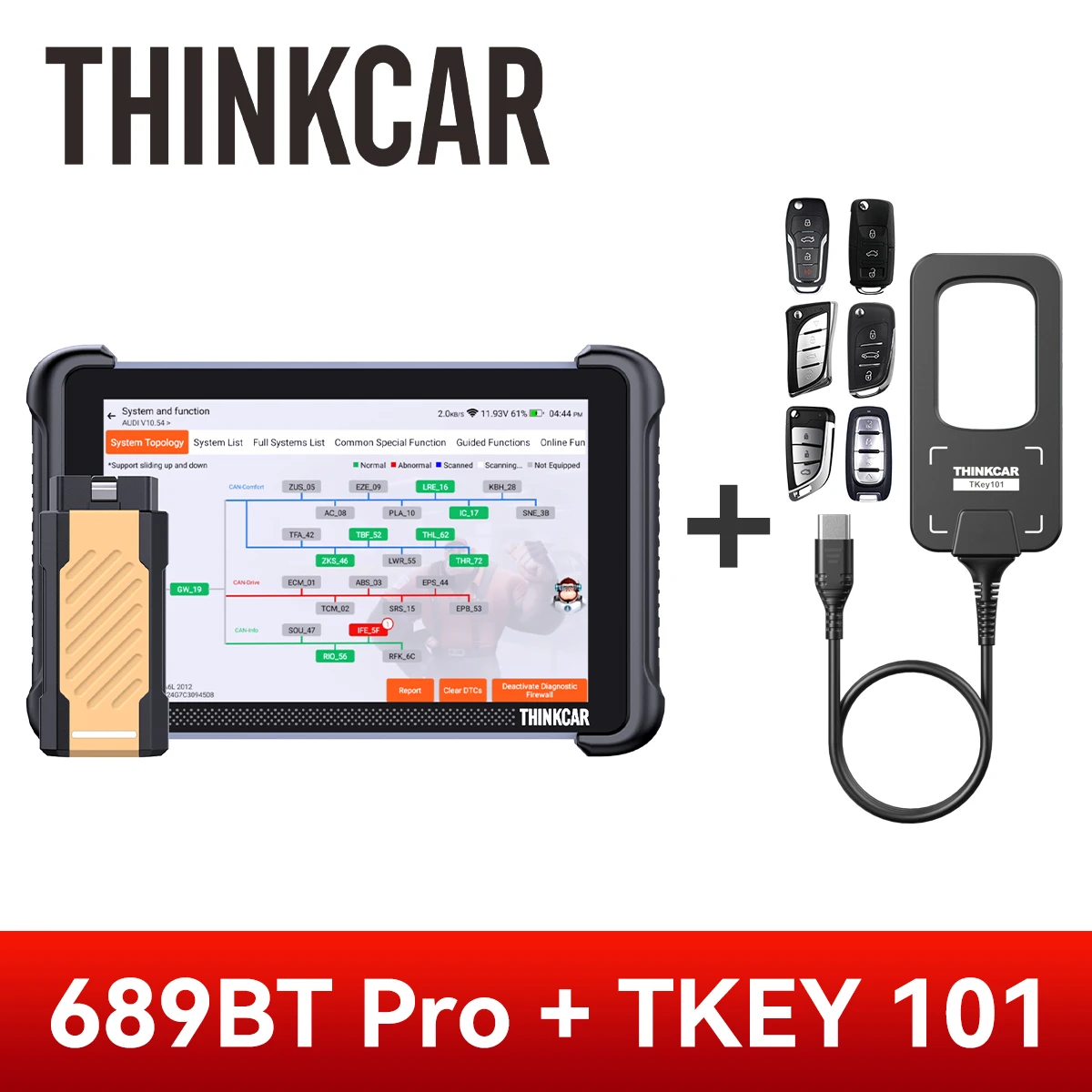 THINKCAR THINKSCAN 689BT PRO Topologie Sleutelprogrammeur Auto Diagnostisch Hulpmiddel J2534 Bidirectionele Auto OBD2 Scanner ECU Codering
