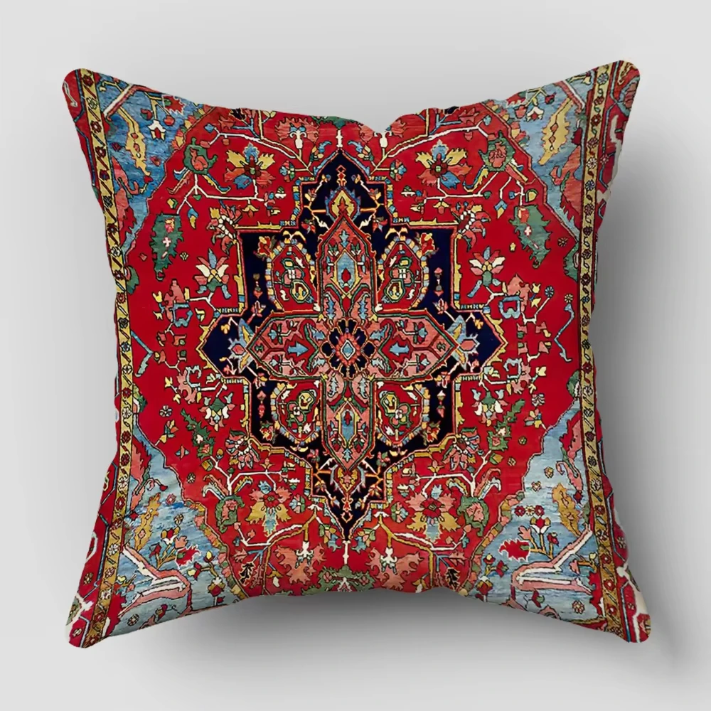 1pc Ethnic Geometric Pillow Cover, Polyester 2D Double-Sided Printing, Retro Throw Pillow Case for Bedroom Bedside, Ideal for Ho