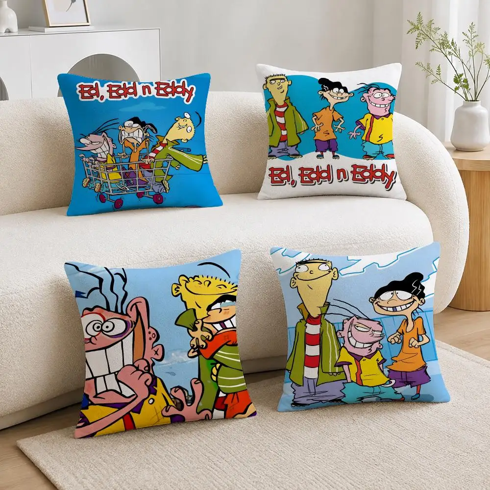 Cartoon Ed, Edd n Eddy Cushion Cover Soft Plush Cushion Covers Fluffy Throw Pillow Cases for Sofa Bedroom Home Decor