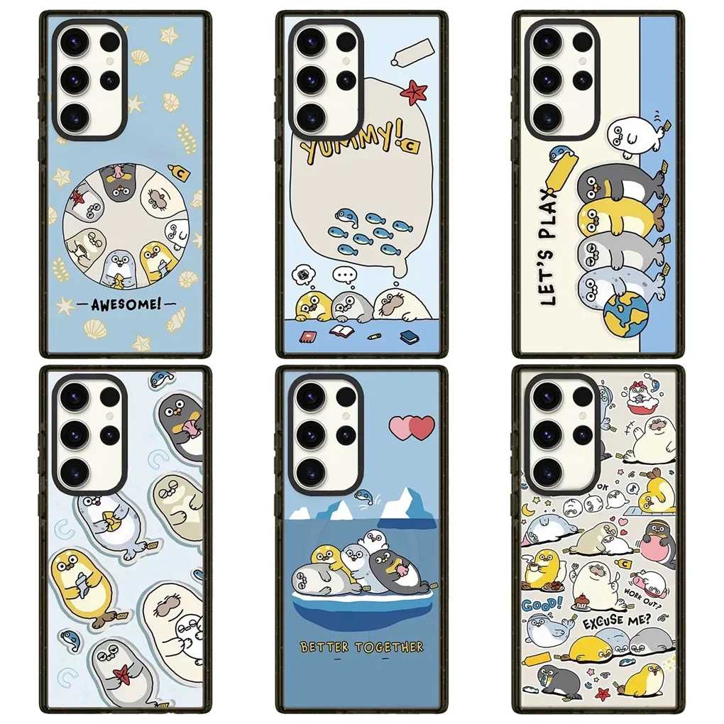 

Cartoon Seal Acrylic Protective Case for Samsung Galaxy S25 S24 S23 Ultra Plus S25U S25+ Shell with MagSafe