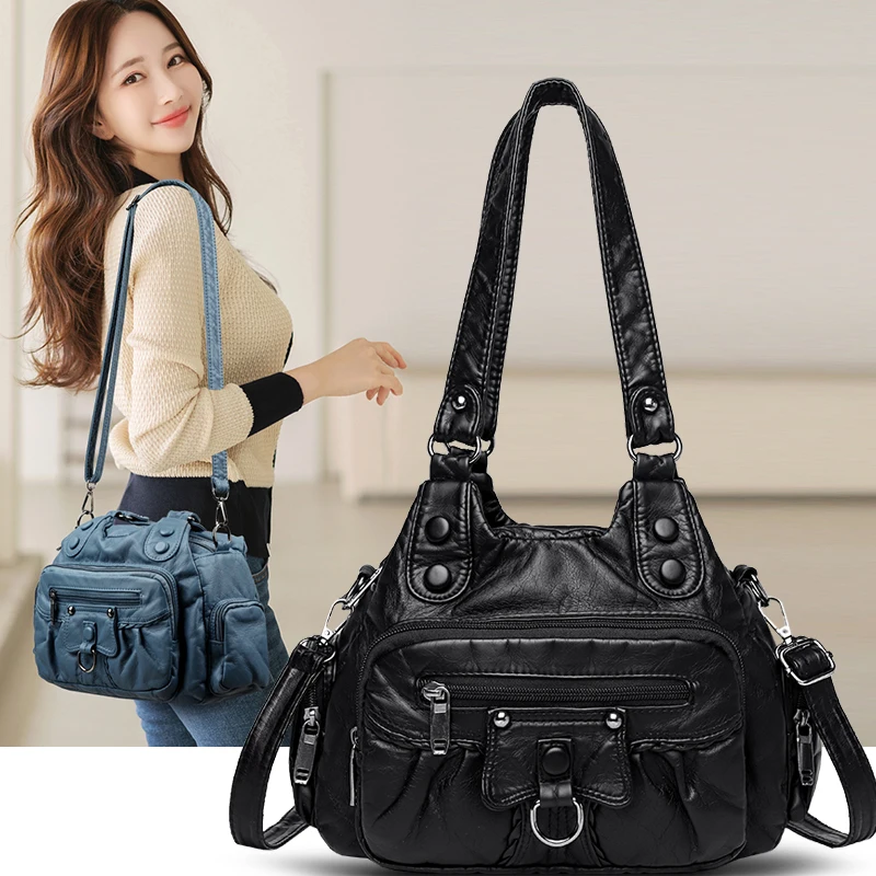 

Vintage Women's Handbag Multifunctional Shoulder Crossbody Bag Compact Large Capacity PU Leather Bag Fashionable Versatile Casua