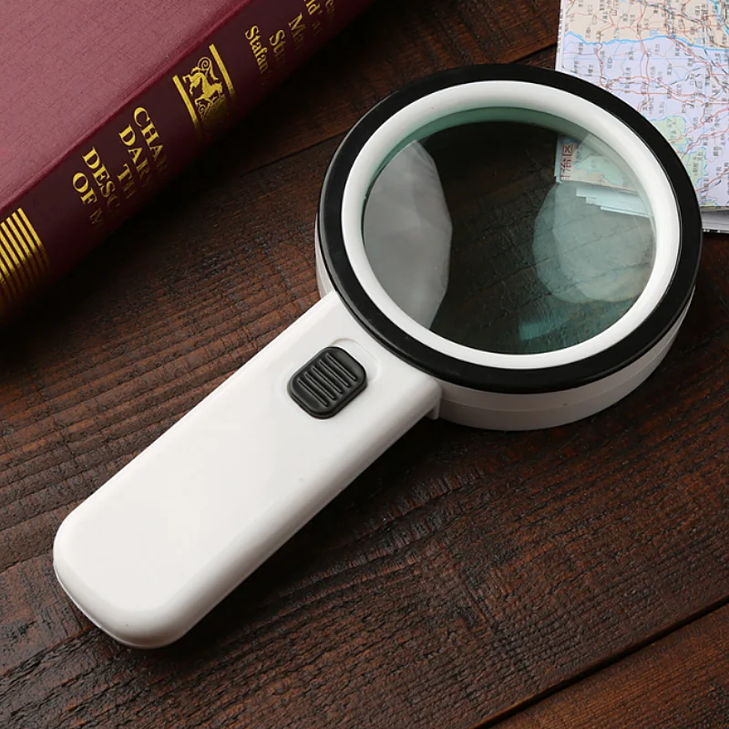 30x Handheld Magnifying Glass with White LED Light for Reading Magnifying Glass Jewelry Blinds