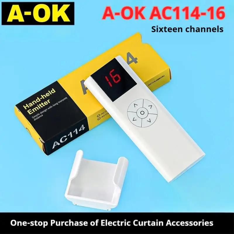 

Умный дом A-OK, электрическая штора, открывающаяся и закрытая штора, рулонные шторы AC114-16, шестнадцатичастотный, шестнадцатиканальный, 433, пульт дистанционного управления