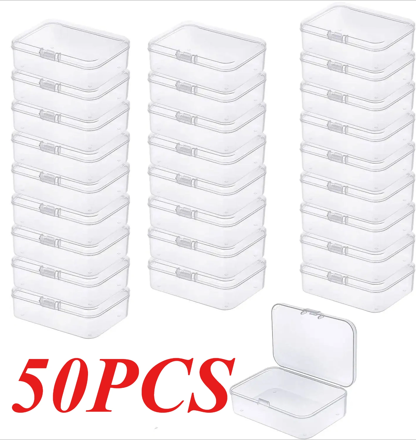 

20/30/50PCS Rectangular Storage Box with Lid Small Container Card Learning Supplies Screw Battery Transparent Storage Box