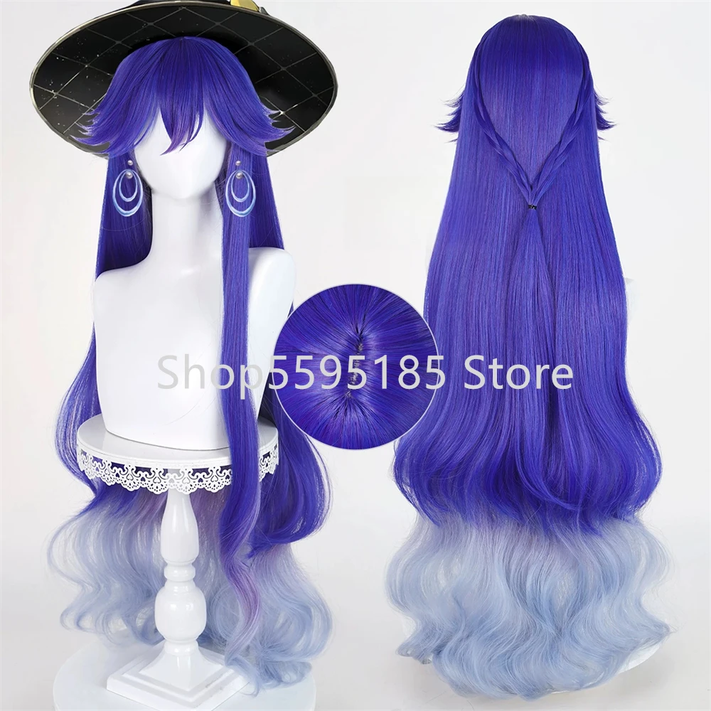 Lothelar Cosplay Wig 100cm Blue Gradient Heat Resistant Synthetic Wig Halloween Party Comic Con Role Play Peluca