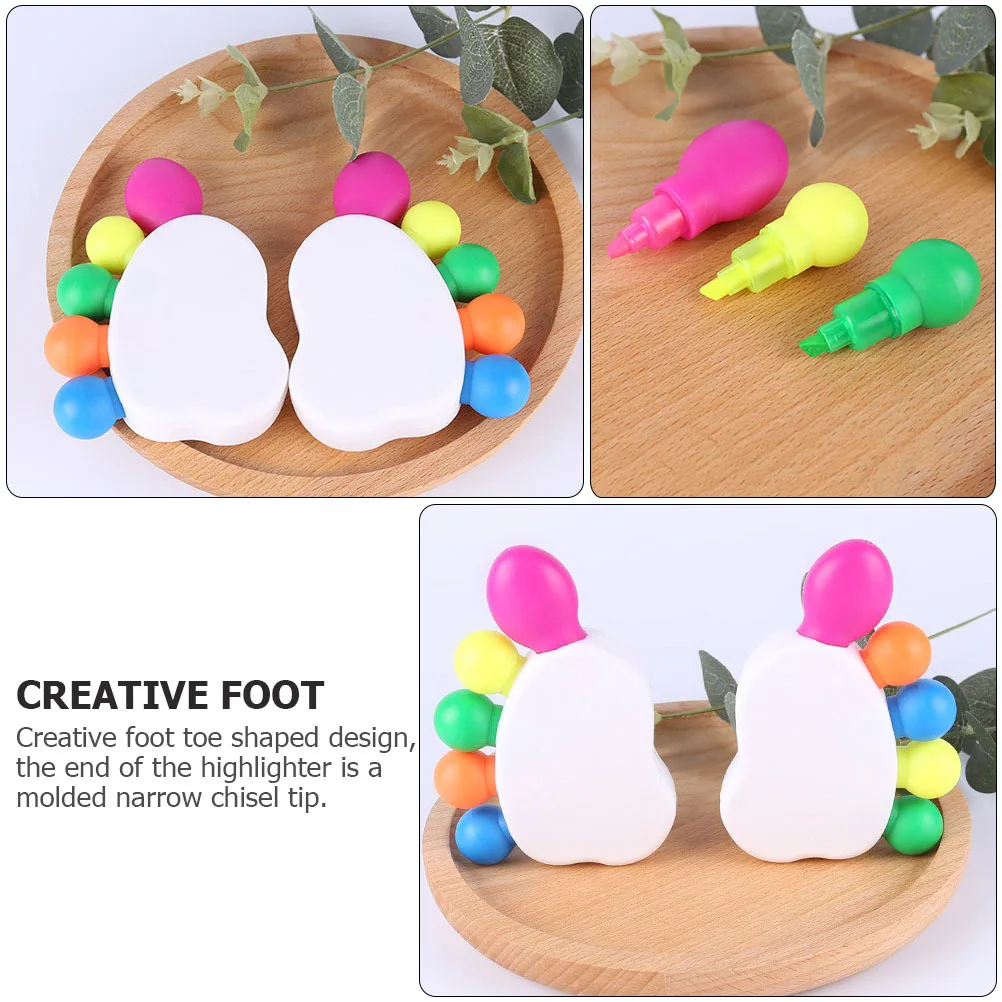 

2 комплекта ручек-маркеров в форме пальца стопы, креативный долото, наконечник для студентов, красочные маркеры для письма, флуоресцентная ручка, инструменты для письма