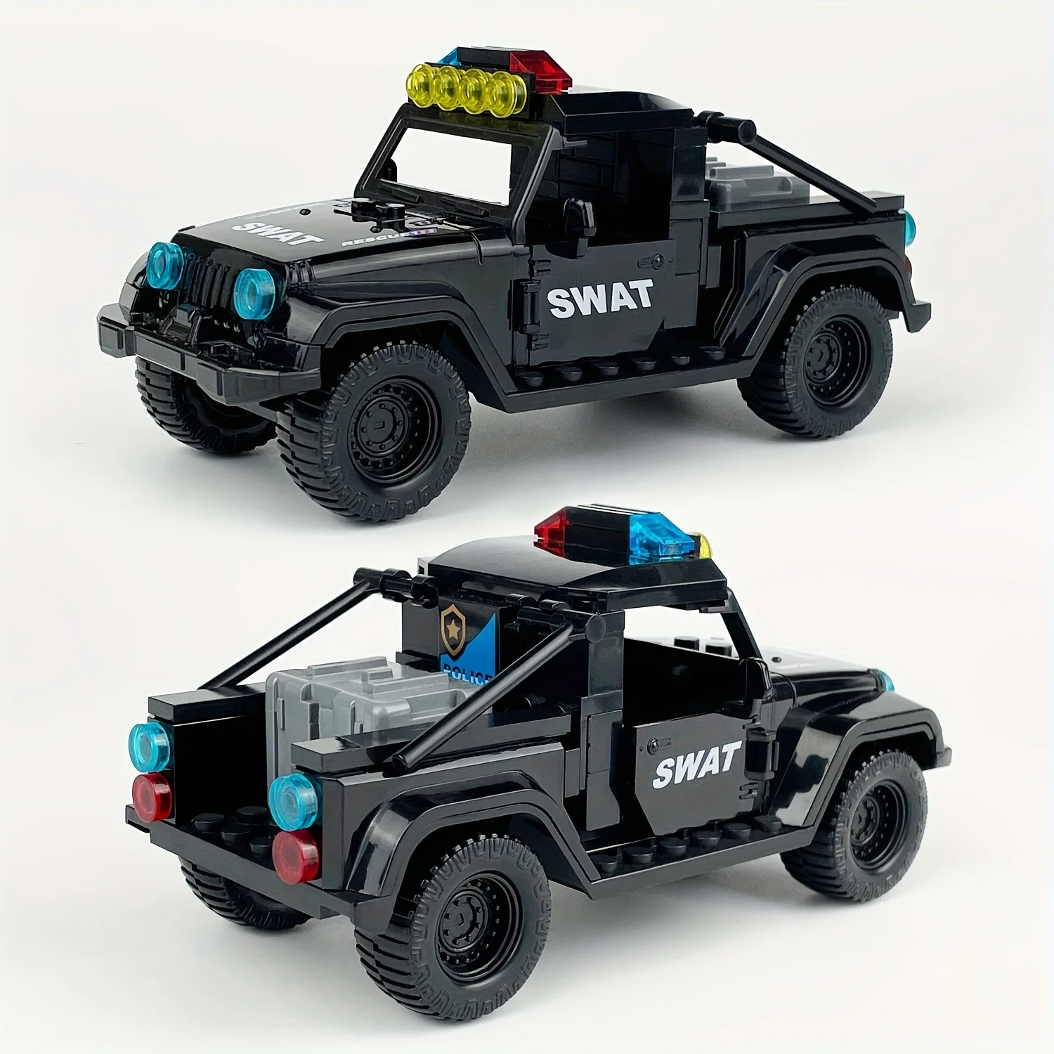 جيب بيليه نموذج على الطرق الوعرة لبنات البناء ، سيارة سوداء صغيرة ، لغز ، هدية العيد