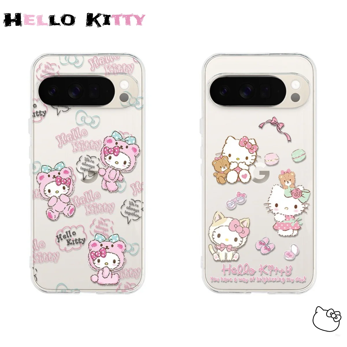 

Korea Cute Girlish Sanrio Hello Kitty Clear TPU Case For Google Pixel 10A 10 9 Pro XL 9 8 7 Pro Ultra Thin Clear Anti-drop Cover
