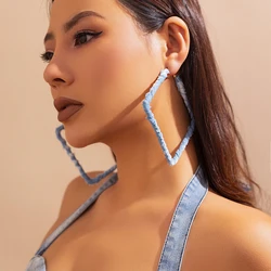 Exaggerated Big Heart/Stars/Square/Triangle Earrings for Women Trendy Ladies Large Denim Geometry Hoop Earrings Fashion Jewelry