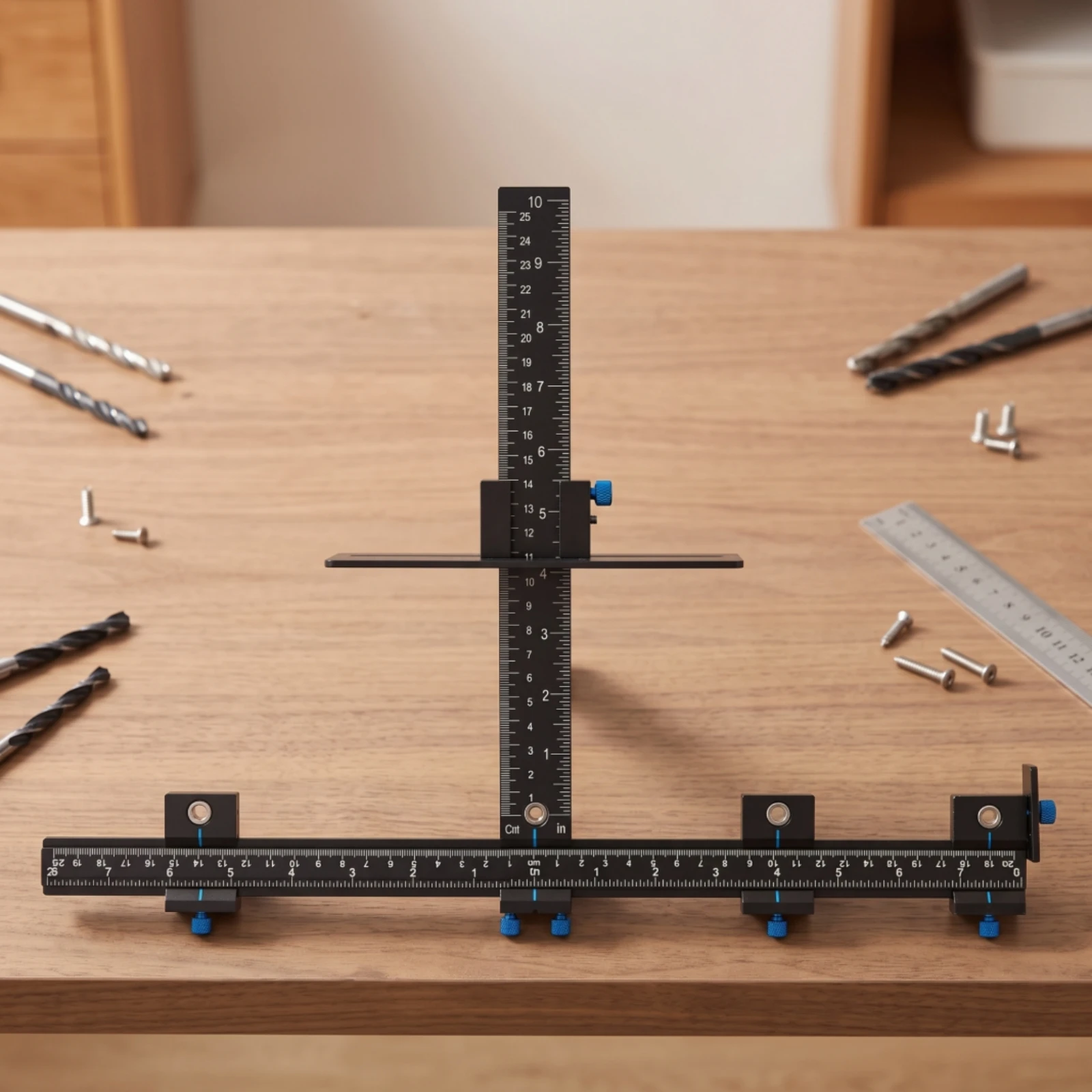 Cabinet Hardware Jig Adjustable Cabinet Handle Jig Drilling Positioner Aluminum Alloy Guide Accurate for Woodworkers