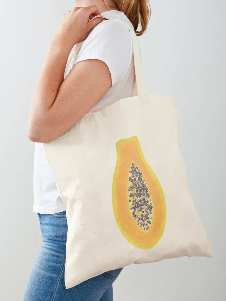 

Half Papaya - Coloured Pencil Drawing Tote Bag custom fabric bag foldable reusable bag the tote Women's shopper