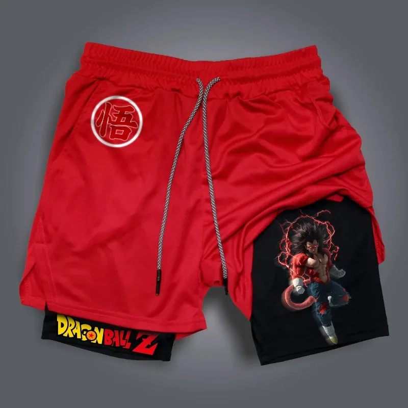 

Dragon Ball GOKU 2025 Anime Peripheral Majin Buu Printed Sports Double-layer Shorts American Men's Summer Loose Breathable Pants