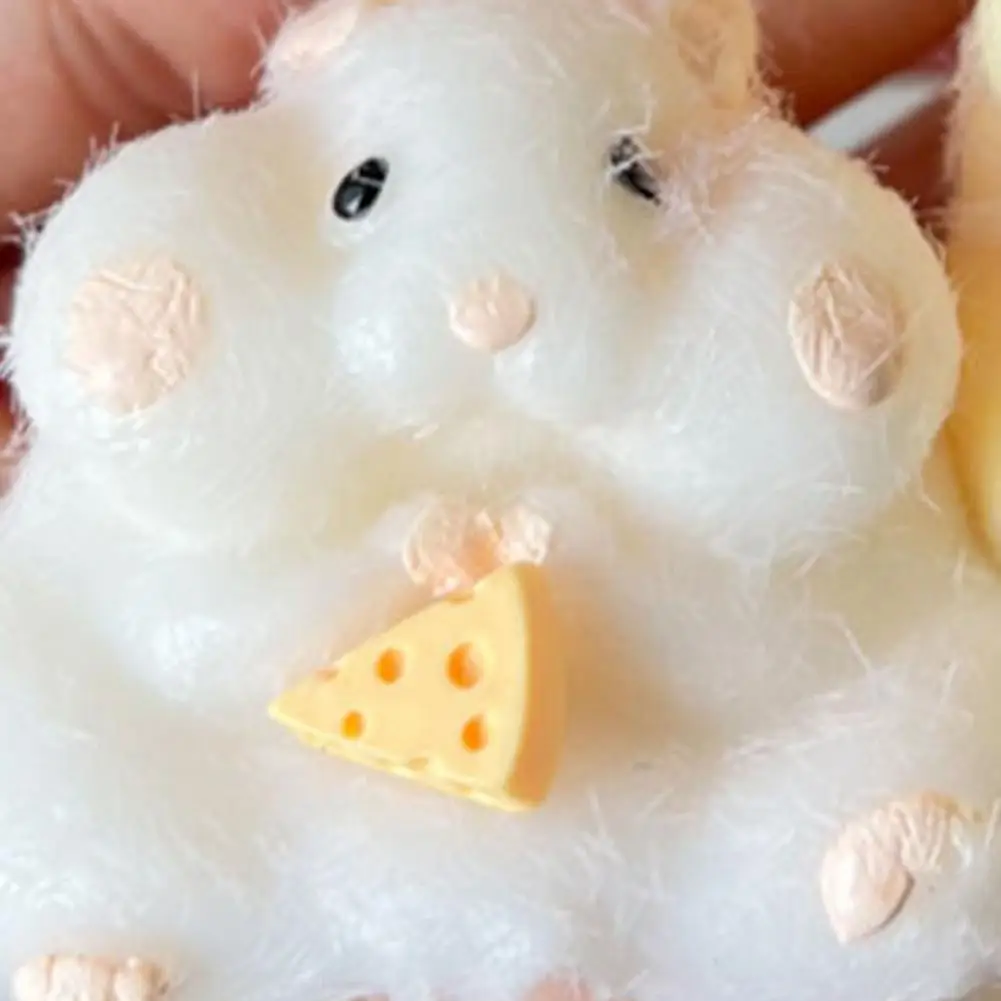 Cheese Hamster Pinch Toy Slow Rebound TPR Stress Relief Animal Squishes Sensory Fidget Squeeze Toy Kids Adults Birthday Gift