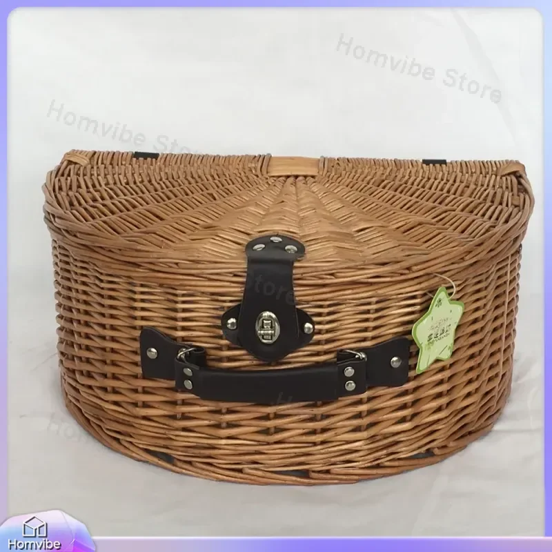 Hand Woven Storage Basket Picnic Willow Flower Set Plastic Rattan Straw Weaving for Home Organization Decor