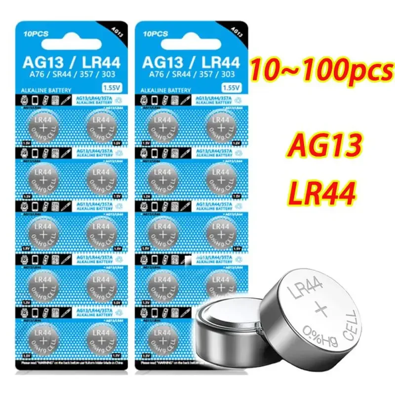 100/50/40/30/10 PCS AG13 LR44 Button Battery 1.55V Alkaline Battery For Watch Calculator Car Key Remote Clock Button Coin Cell