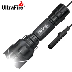 Torcia tattica UltraFire C8 1000 lumen potente luce da ricognizione notturna per esterni torcia militare a LED ricaricabile ad alta potenza con interruttore a pressione remoto