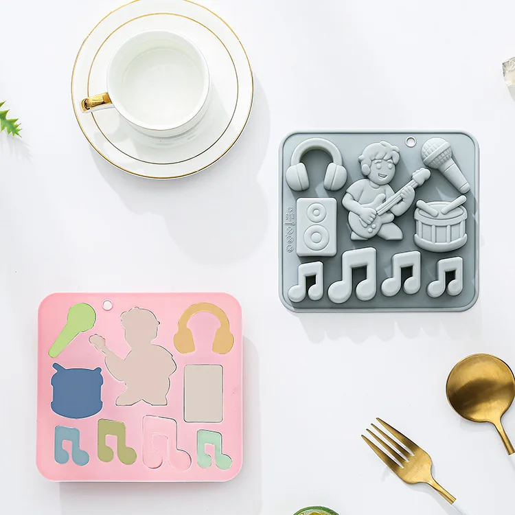 9-hole Music Festival Theme Silicone Mold Musical Notes, Audio, Microphone Fondant Candy Chocolate Mould Cake Decorating Tools 5