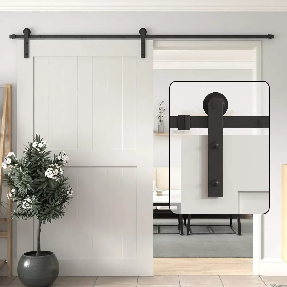 Sliding Barn Door Hardware Kit, I-Shaped Straight Pulley, Hanger Track, Steel Door Roller, Single Door, Heavy Duty