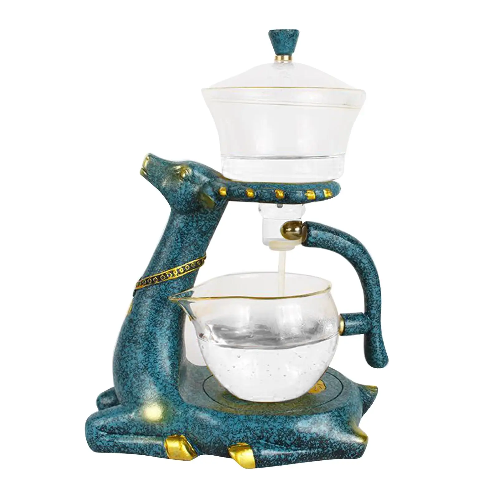 Glass Teapot with Infuser Heat Resistant Reindeer Stand Decorative Set for Tea Lovers and Gifting