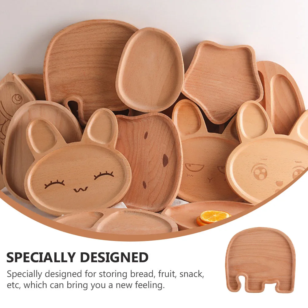 

1pc Wooden Fruit Tray Solid Wood Plate Cartoon Food Tray Bread Fruit Plate Home Dinner Serving Multi-purpose Storage