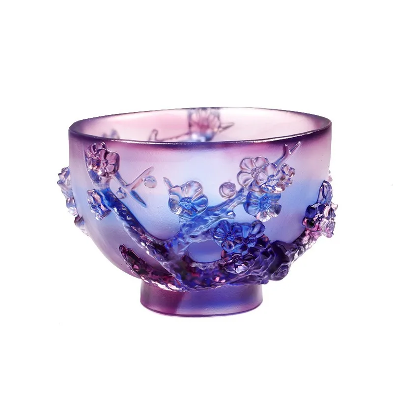 CX glazed ornament Meilan bamboo chrysanthemum bowl cup ornament handicraft for elders