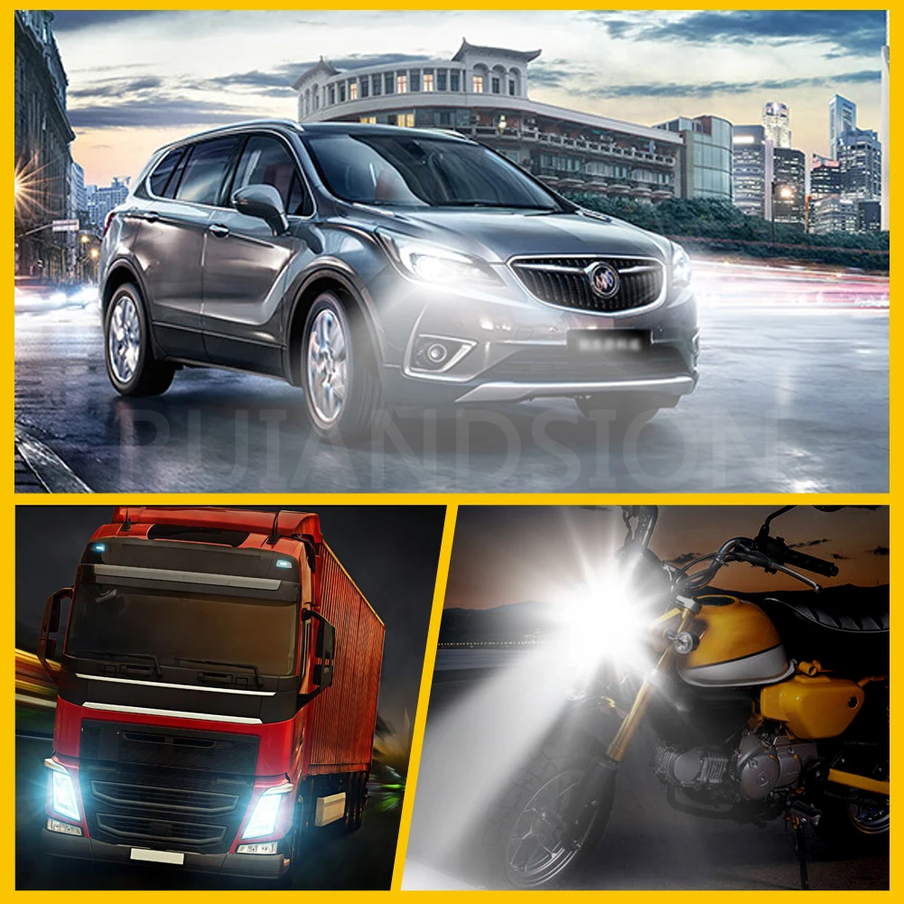 RUIANDSION White Headlight Motorcycle LED Universal H4 P45T P36D High/Low Beam Auto Moto Lamp 2000LM 6-24V for Electric Scooter