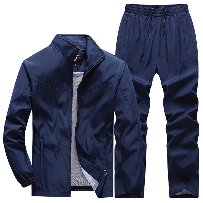 New Men\'s Patchwork Tracksuit Sweatshirts+Sweatpants Sets Autumn Quality Man Gym Joggers Pullover Trousers Streetwear 2pcs Set