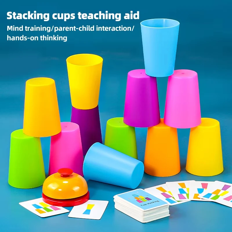 Montessori Speelgoed Mini Stack Cup Spel Met Kaart Educatief Intellectuele Verlichting Kleur Cognitie Logica Training Kinderen
