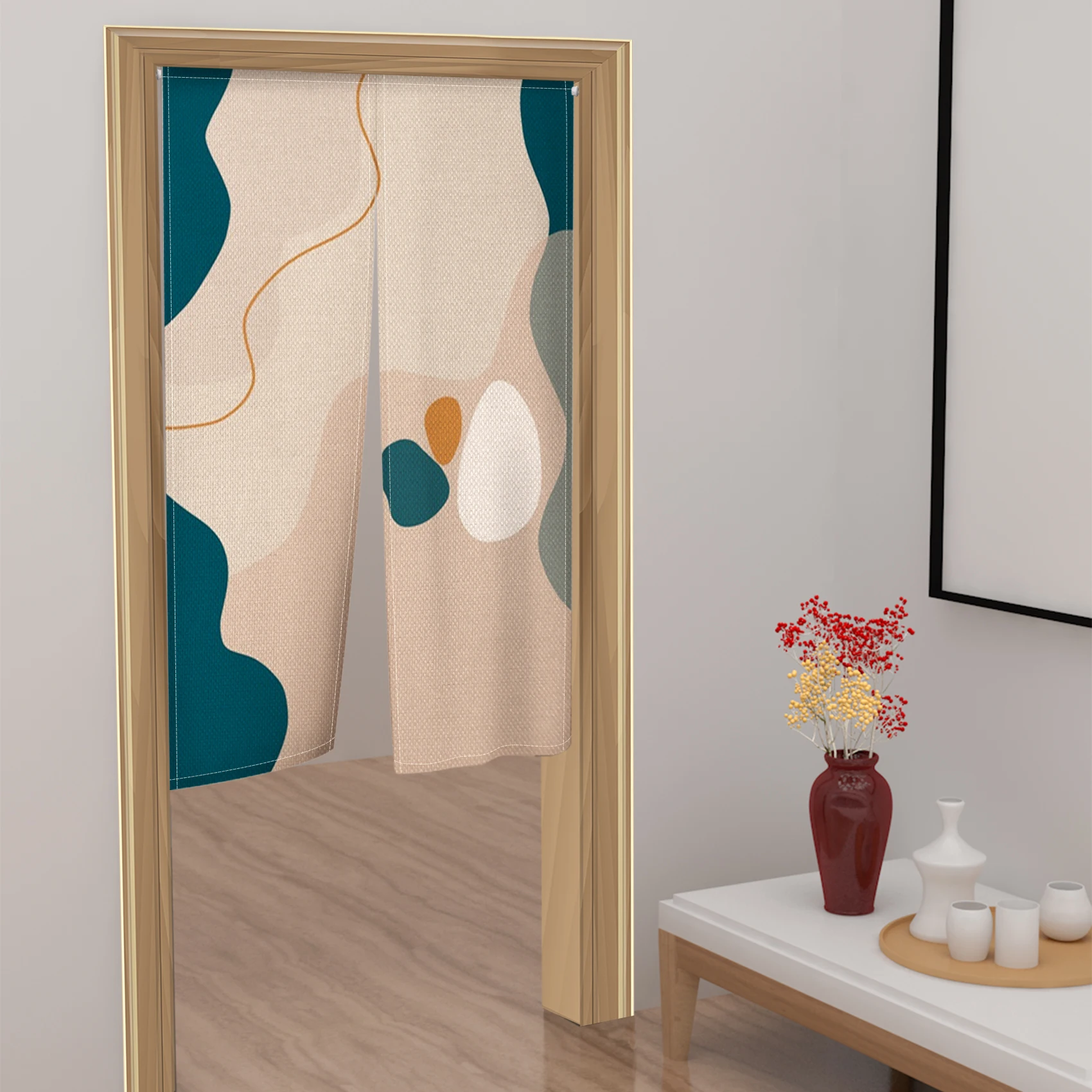 Abstract Geometric Japanese Door Curtain Noren Artistic Pattern Home Decor Entryway Partition Restaurant Kitchen Half-curtain