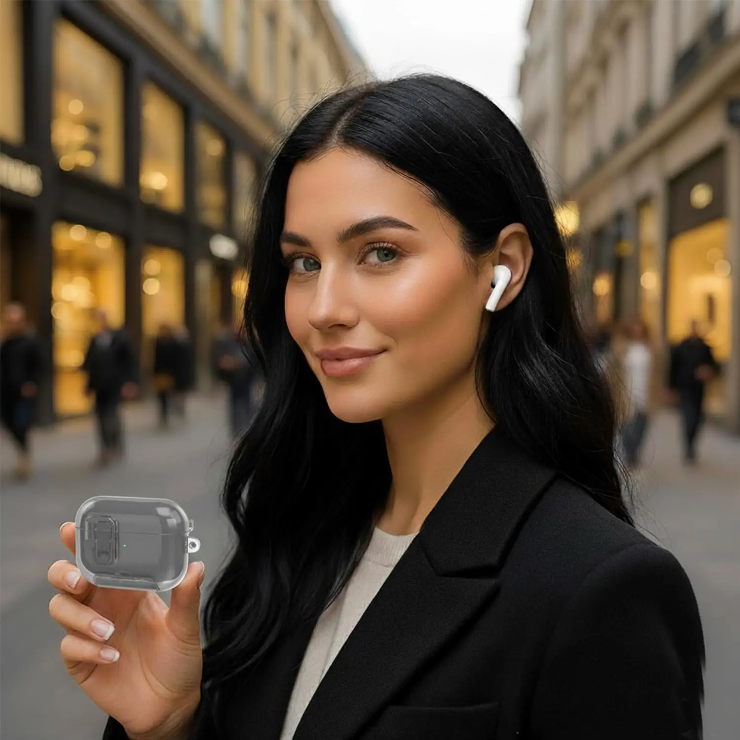 حافظة لهاتف ابل ايربودز برو 3 2025 حافظة قفل أوتوماتيكية مغناطيسية شفافة مع حامل هاتف ومجموعة تنظيف لجراب Airpods Pro 3