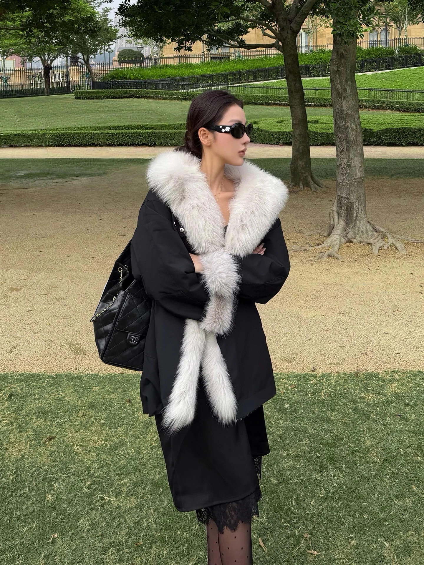 

Bla Fur Lined Parka Coat Young Sle Thiened Winter Outerwear Eco-friendly Leather Fur Coat for Women Faionable Warmth