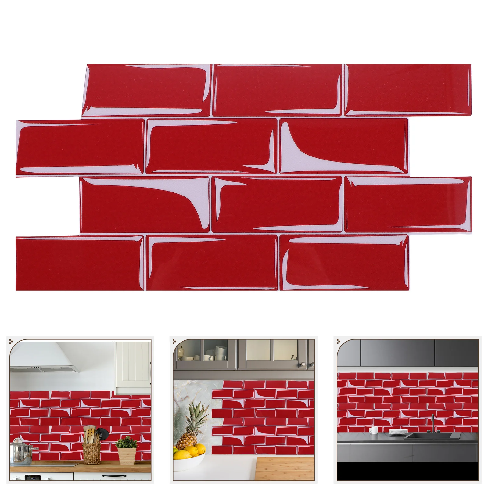 

10pcs Tile Stickers Pvc Peel Stick Wall Tiles For Kitchen Backsplash Bathroom Shower Decor Waterproof Oil Proof Adhesive Sheets