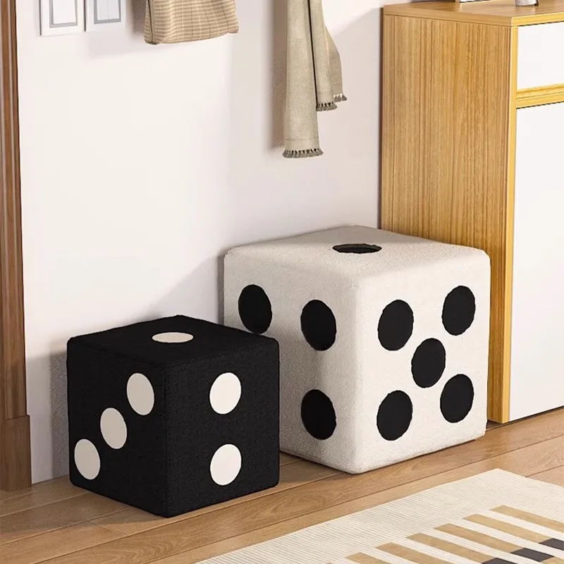 

Modern Simple Creativity Dice Shoe Stool Small Living Room Sofa End Table Stool Lamb Wool Fabric Home Furniture
