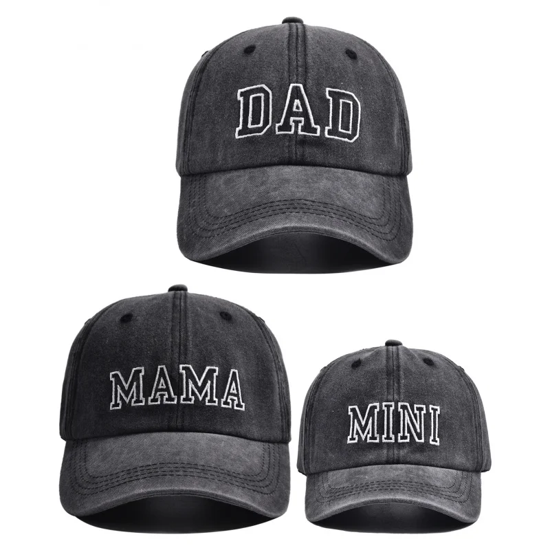 New Cotton DAD MAMA MINI Embroidered Letter Baseball Hat Caps Set Outdoor Sunshade Parent-Child Family Group Sun Visor Cap