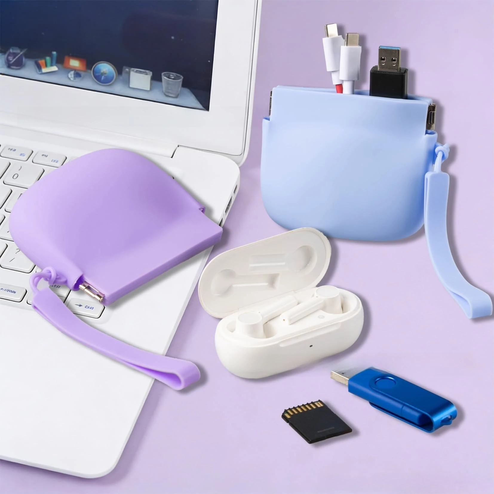 Silicone Mini Storage Pouch with Bullet Buckle, Portable Coin Purse for Jewelry Earphone Key Data Cable Red Envelope