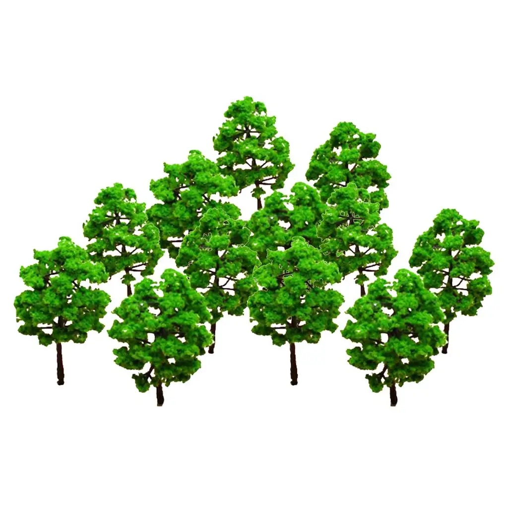Modelo de árboles de plástico, tren, troncos de ferrocarril, paisaje, modelo arquitectónico, diseño de tren, escena de jardín, juego de guerra, 10 Uds.