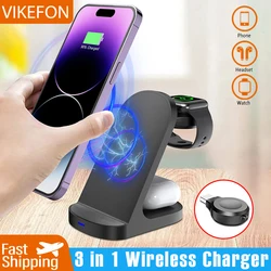30W 3 in 1 Wireless Charger Stand for iPhone 15 14 13 12 11 X 8 Apple Watch 8 7 6 iWatch Airpods Pro Fast Charging Dock Station