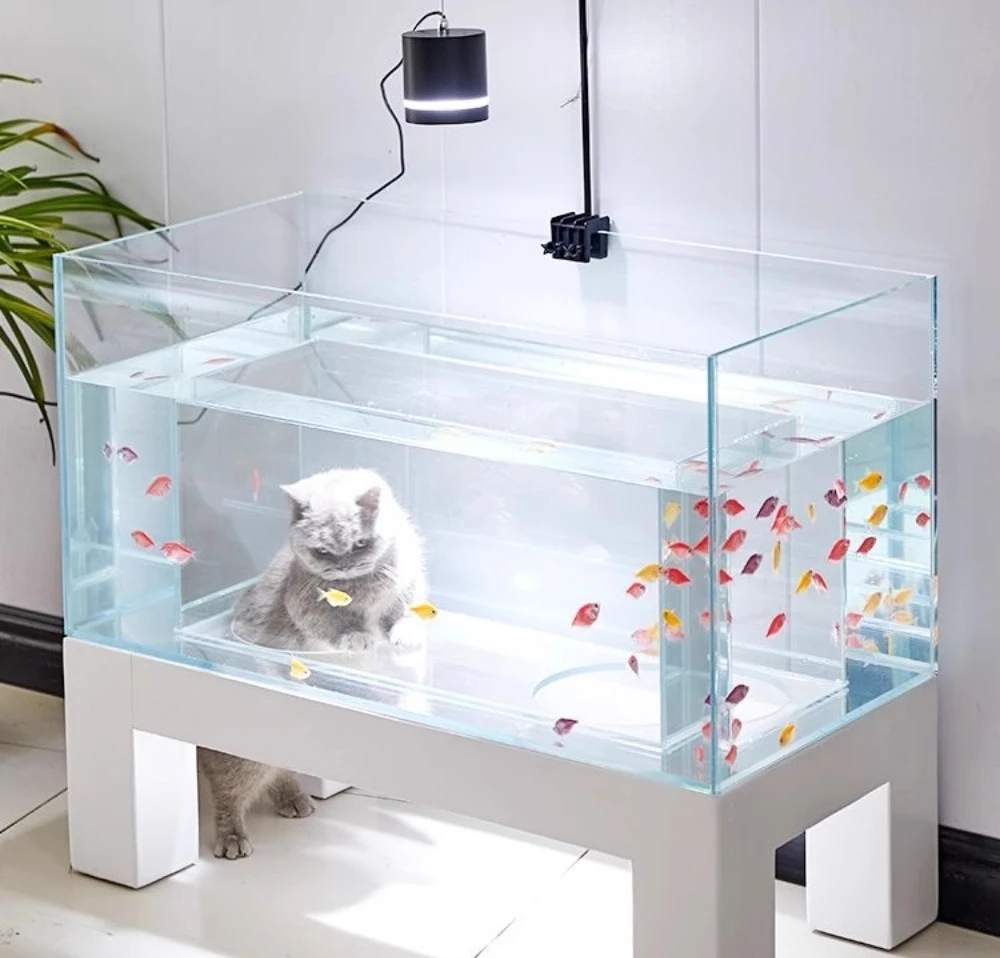 حوض السمك للقطط غرفة نوم غلوب وجبة خفيفة حوض السمك والاكسسوارات داخلي استوائي كامل رخيصة منزل عقد خزان الأسماك للأطفال
