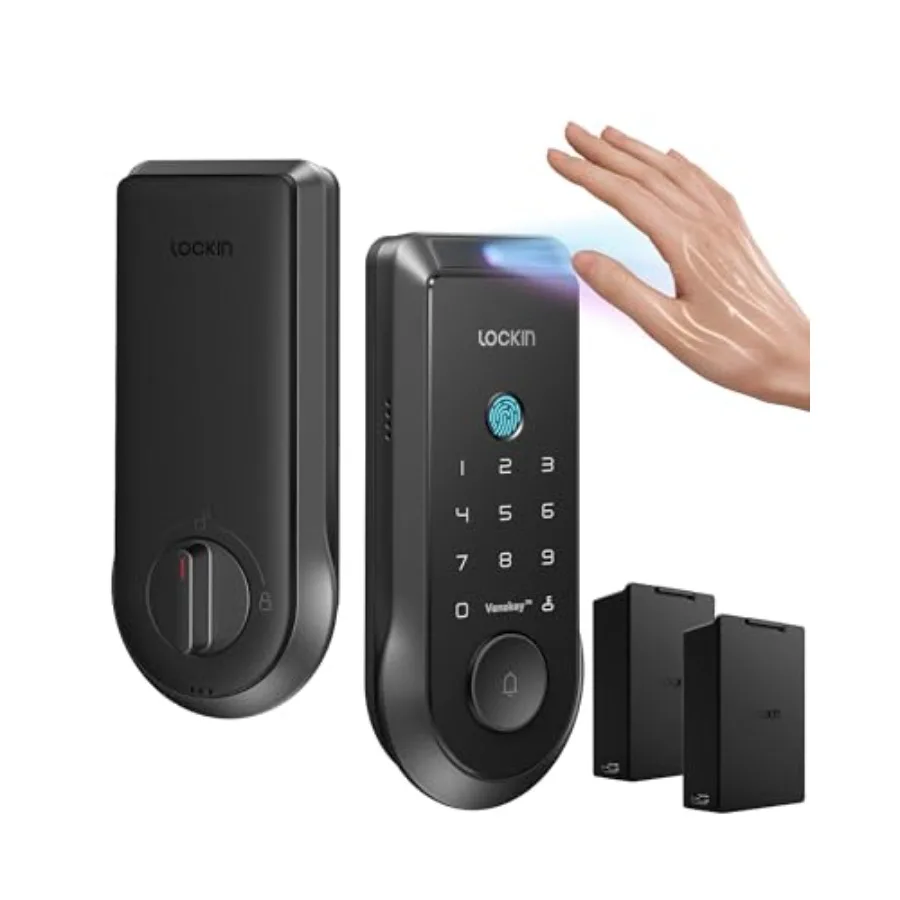 

Умный замок-защелка с бесключевым доступом и распознаванием отпечатков пальцев по венам ладони, двойные сменные батареи для 14-месячной автономной работы, встроенный Wi-Fi