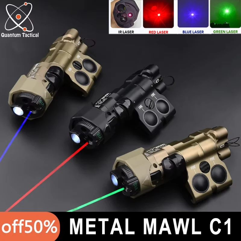 WADSN Tactical MAWL C1 Full functionality Metal Flashlight Red Green Blue Laser IR Aiming LED Lamp Dual Function Pressure Switch