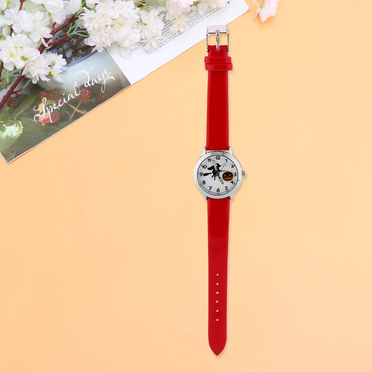 

1 шт. светящиеся часы-указатель Хэллоуин ведьма тыква кварцевые часы прочные удобные наручные часы подарок для красного цвета