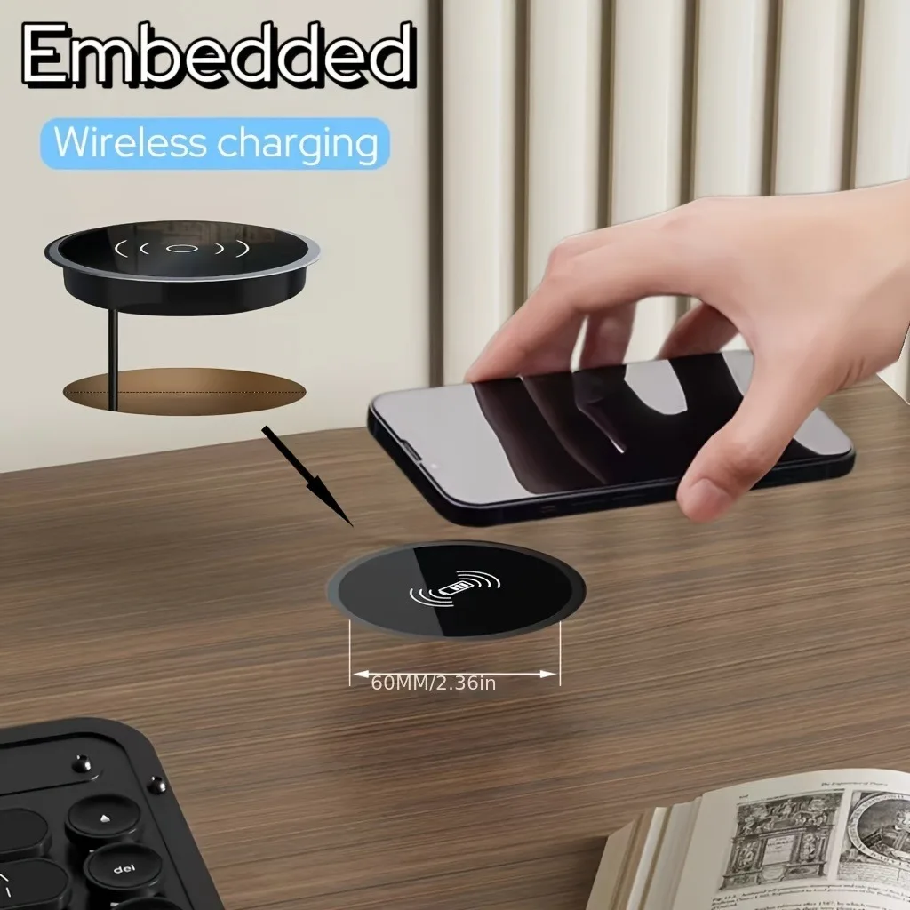 

Quick Wireless Desktop Embedded Charger For iPhone 17 16 15 14 13 12 Samsung S25 S24 Huawei Xiaomi Phone Fast Inductive Charging