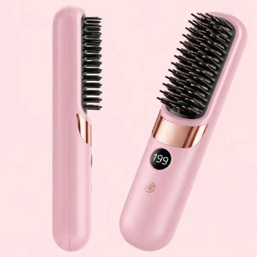 Plastic Material Hair Straightening Comb Multifunctional Design Easy Design Curling Iron 4-Speed Temperature Adjustment
